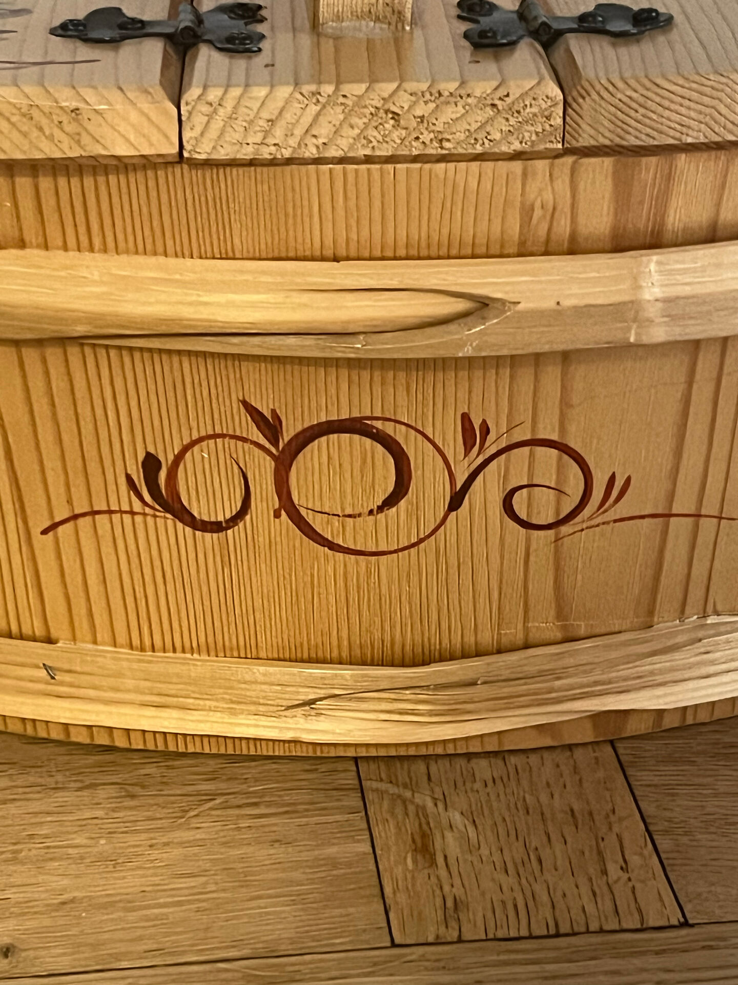 Basket handmade and painted.