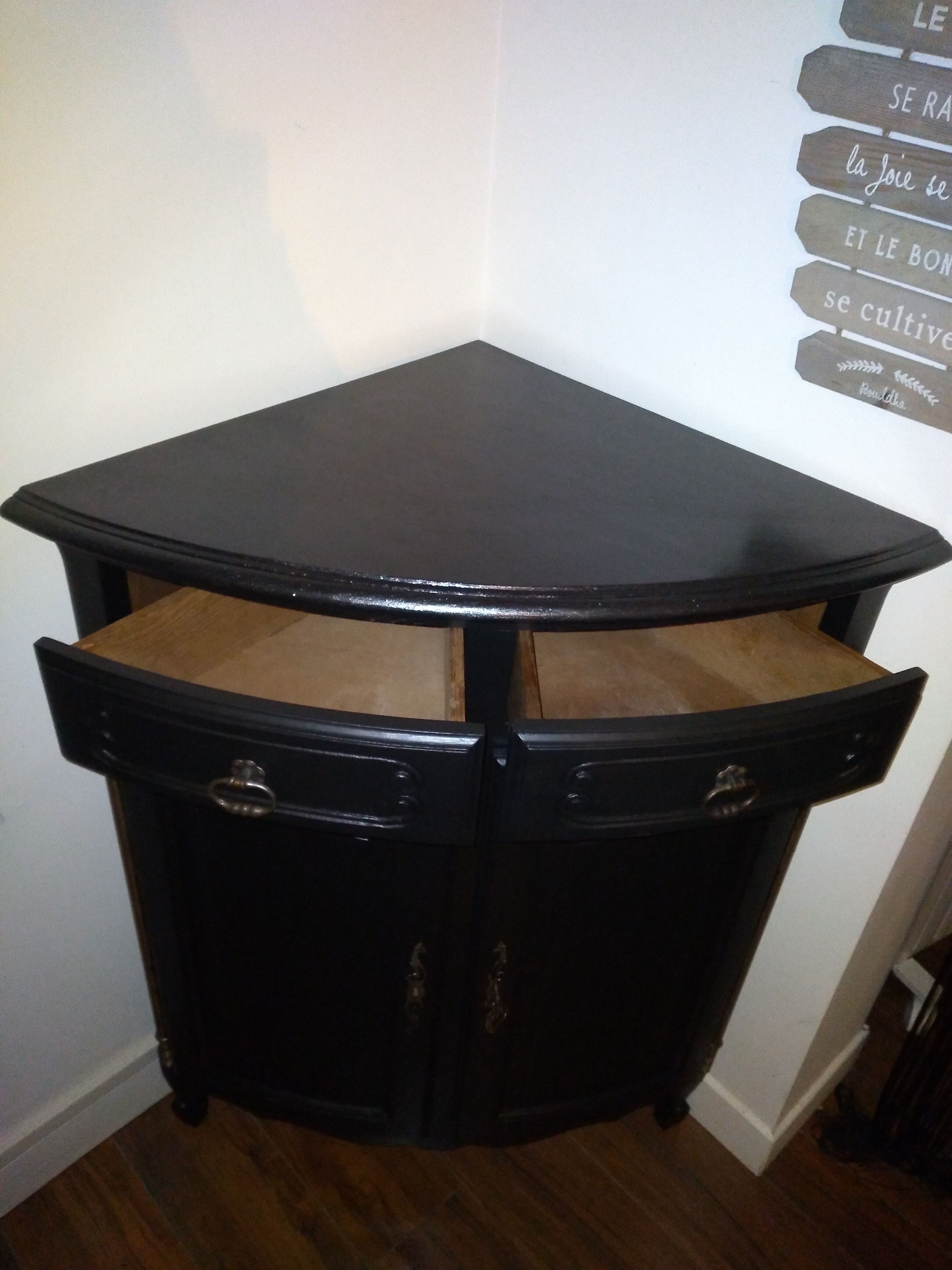 Corner sideboard louis XV style black