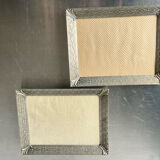 Pair identical vintage metal frames each 18.5 cm x 14.5 cm convex glass