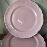 6 flat plates in pink earthenware by Salins
