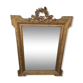 Old mirror in gilded wood and stucco 120 x 85 cm