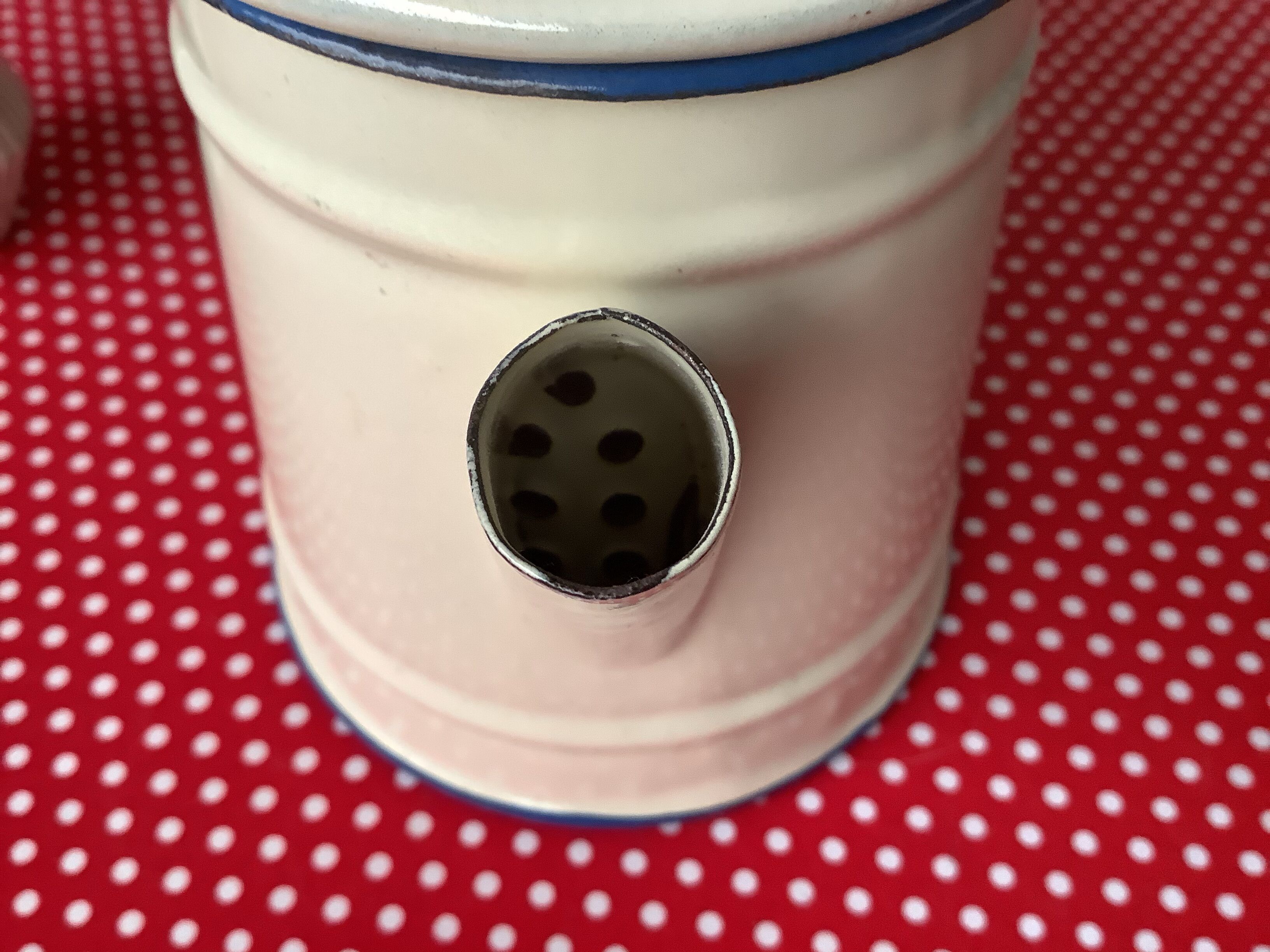 Vintage beige enamelled teapot
