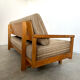 Old wooden sofa vintage brutalist design 60s