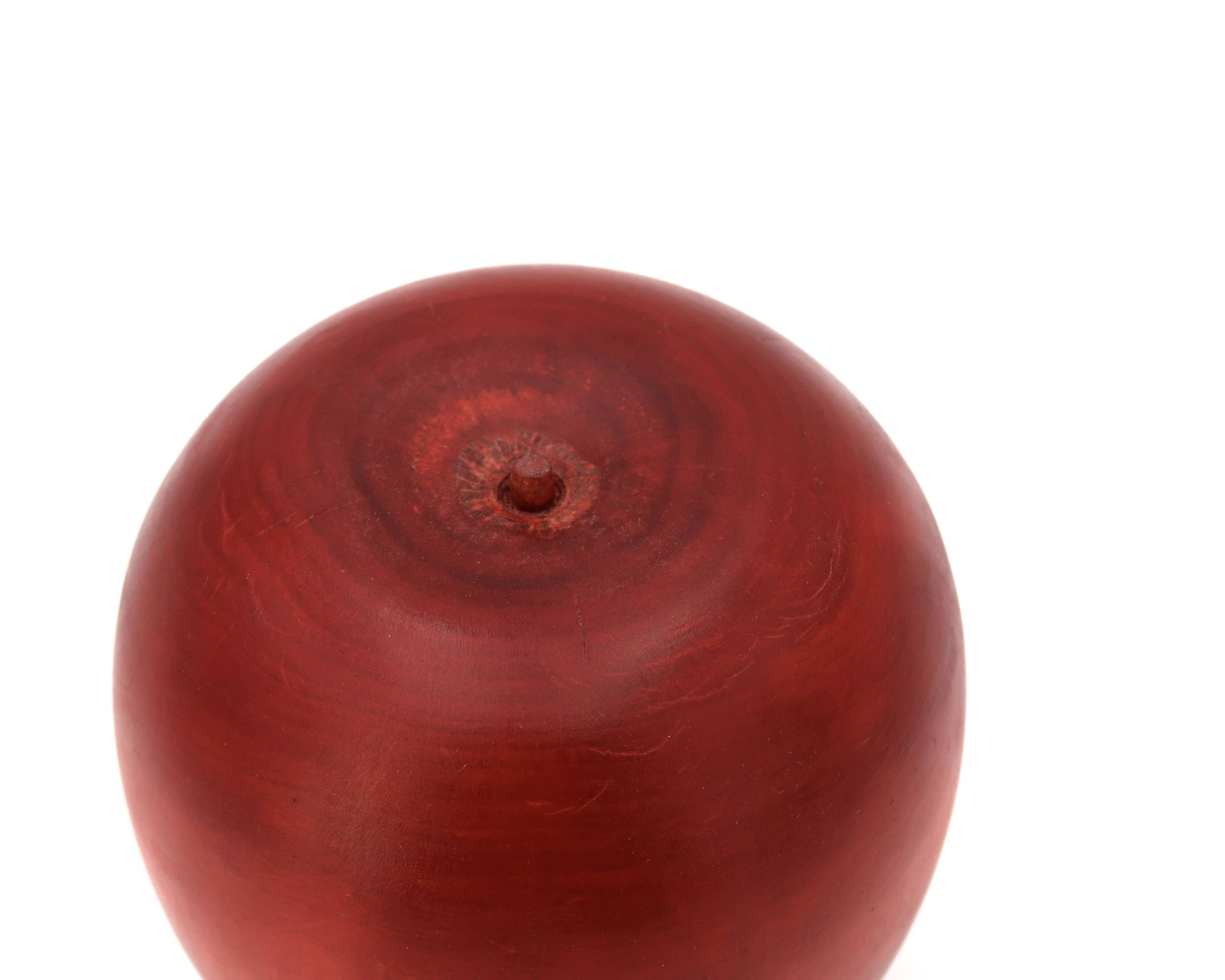 Sculpture of a giant red apple in wood, 1960s