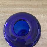 Vase vintage en pâte de verre bleu cobalt