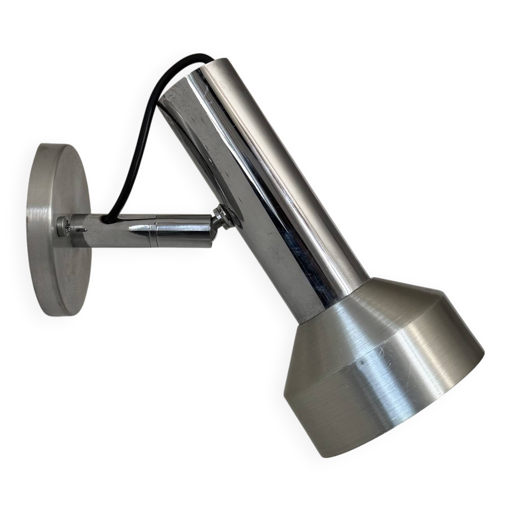 Applique vintage orientable, chrome et métal brossé, France, 1970