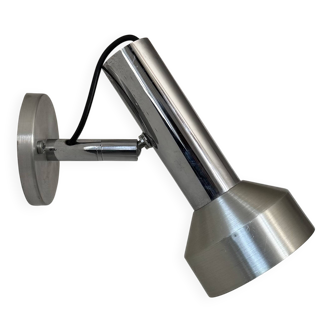Vintage adjustable wall light, chrome and brushed metal, France, 1970