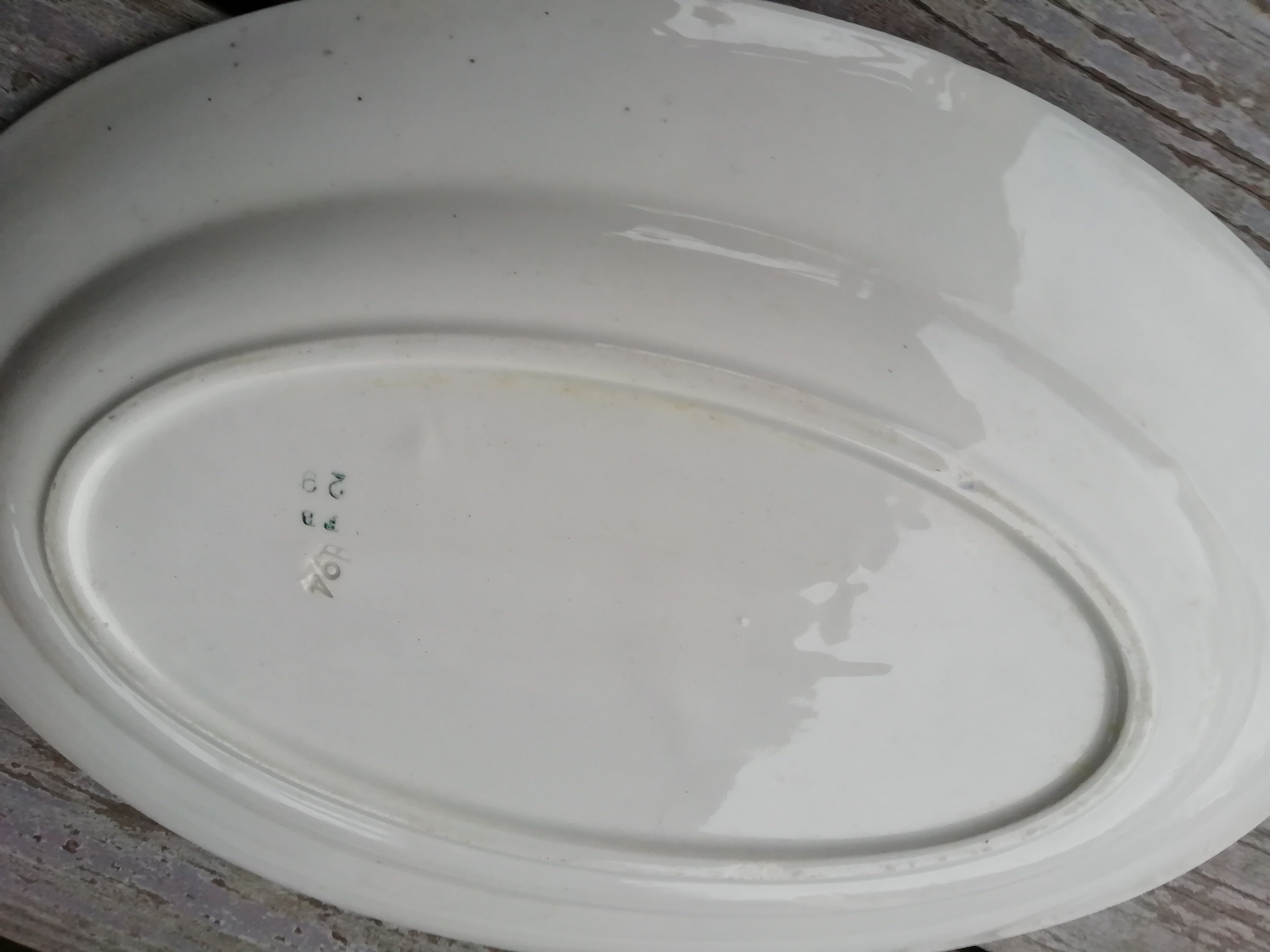 Oval dish with blue carnations