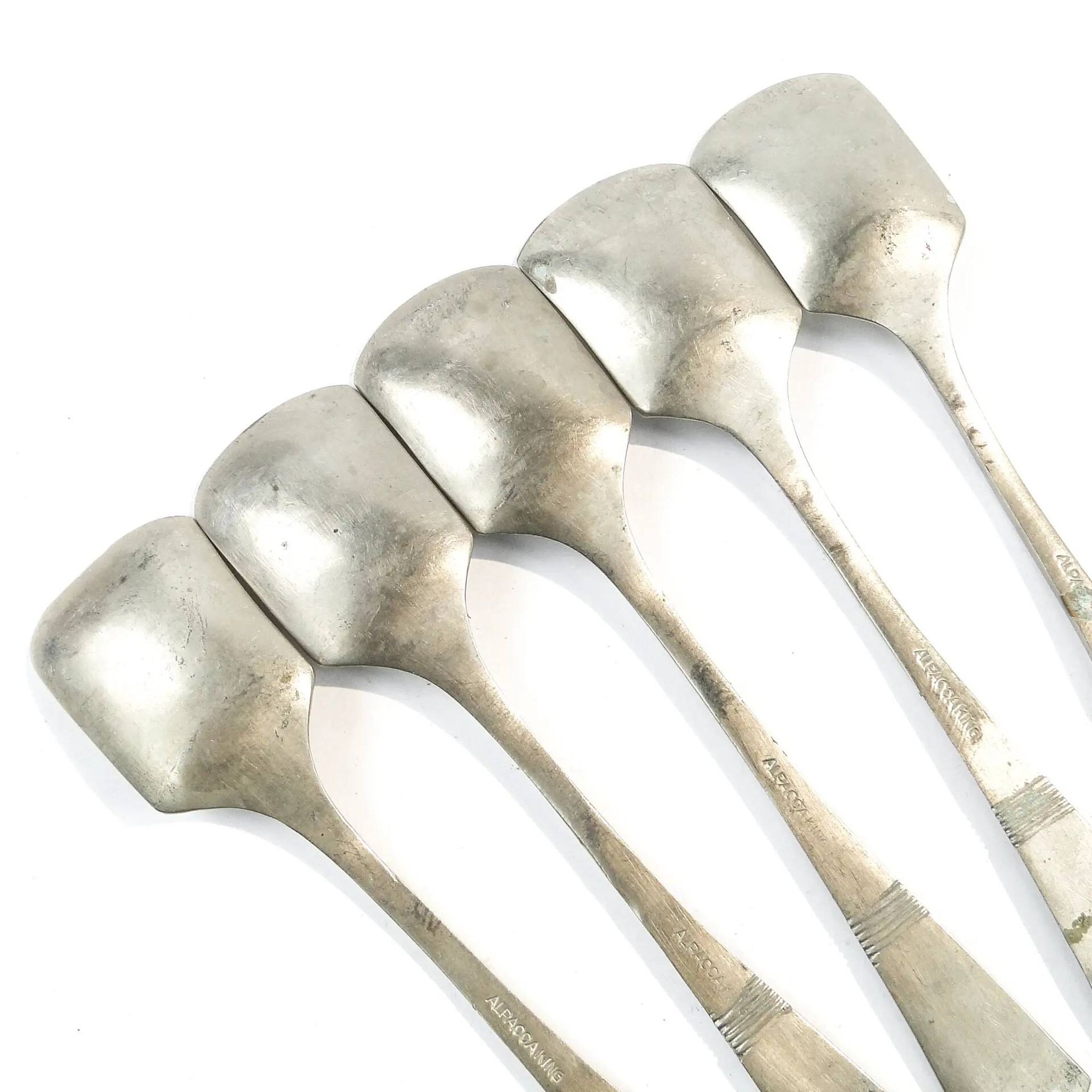 Set of 5 ice cream spoons, silver-plated white metal, Germany, 1930s