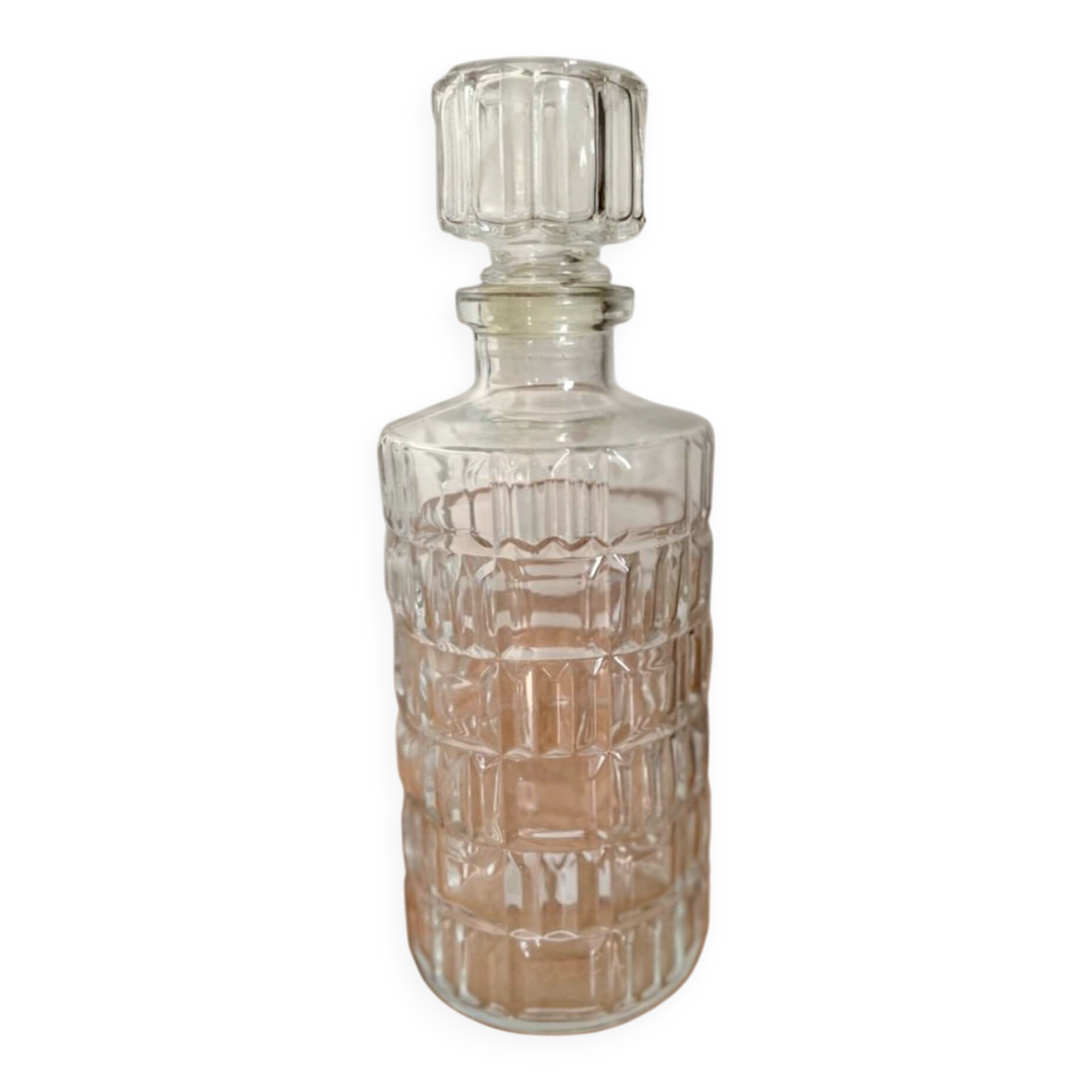 Bouteille flacon carafe avec bouchon verre ciselé epais
