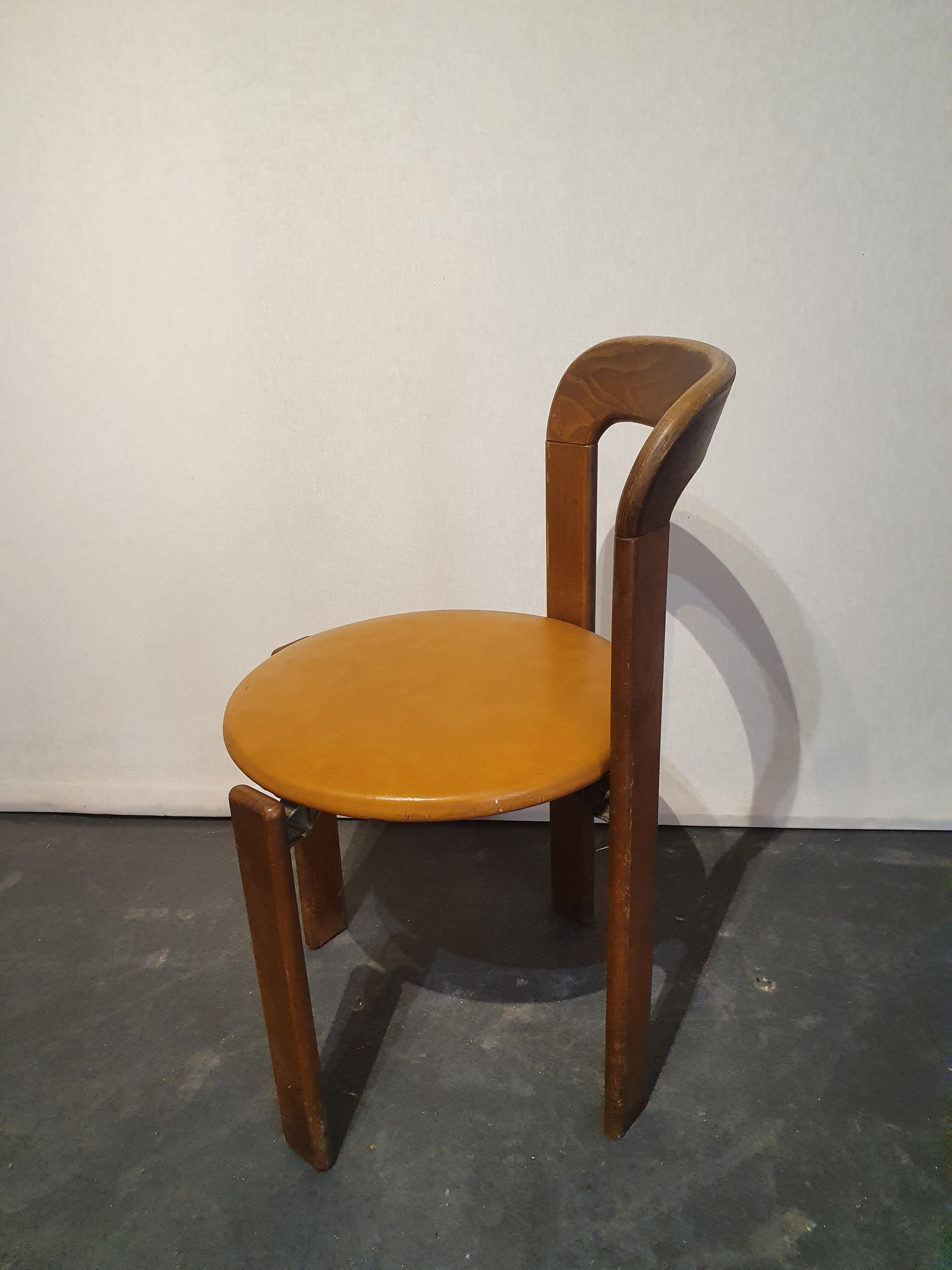 6 chairs by Bruno Rey, edited by Dietiker and manufactured by the workshop "Stuhl aus Stein am Rhein"