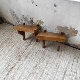 Pair of modernist constructivist wall-mounted bedside tables