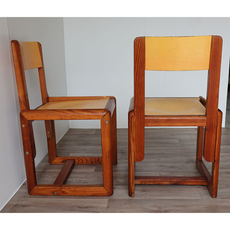Pair of vintage chairs by André Sornay in wood 1960