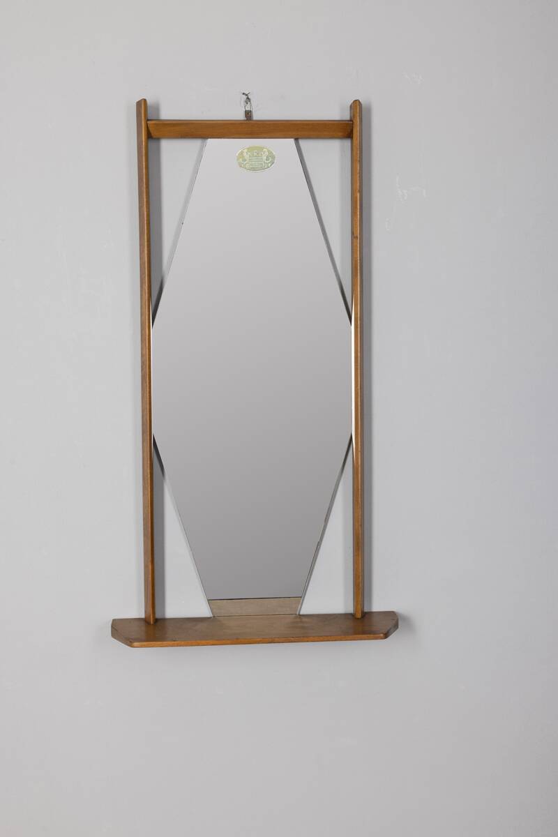 Italian design 1960s vintage wall mirror with shelf