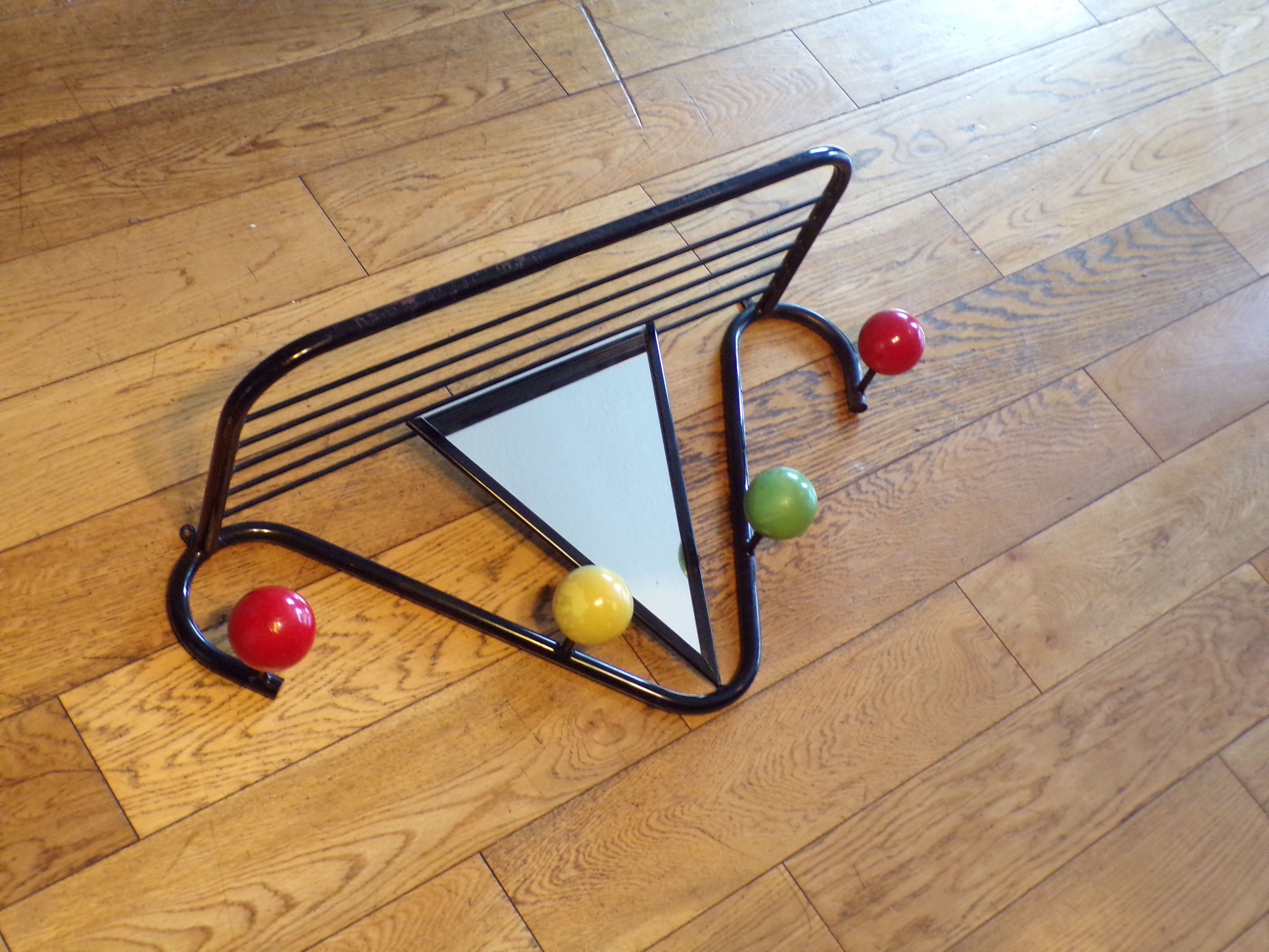 Vintage coat rack with mirror and shelf