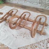 Vintage rattan coat hook with 3 hooks