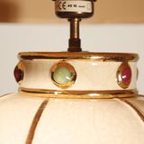 Large cracked earthenware lamp and Longwy enamels, France 1990s