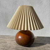 Pleated wooden ball lamp