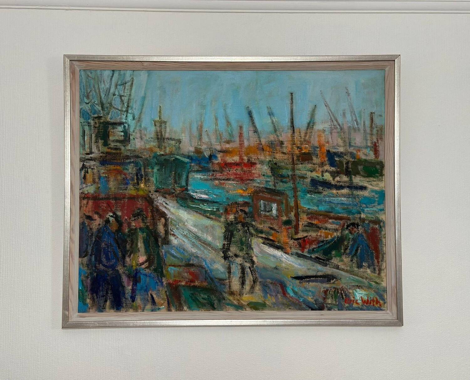Swedish Oil on Canvas – “Port of Gothenburg” by Eric With