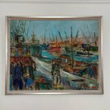 Swedish Oil on Canvas – “Port of Gothenburg” by Eric With