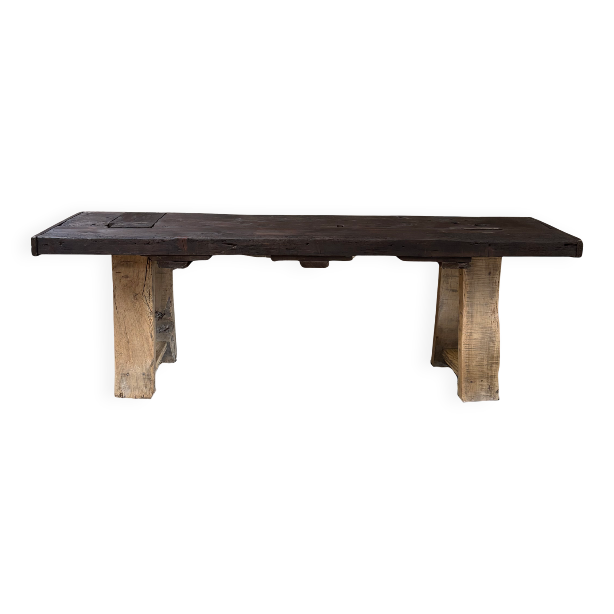 Restored antique solid oak workbench — XXL Console