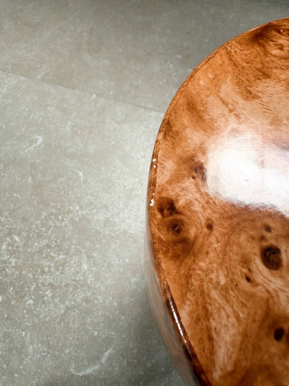 Ceramic lamp with walnut magnifying effect, Italian 1970s inspiration.
