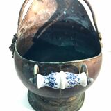 Cache pot ancient copper and porcelain