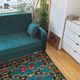 Bohemian blue handwoven carpet with roses made in Romania
