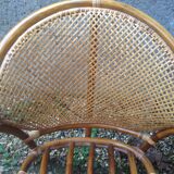 Low armchair in rattan and bamboo