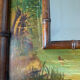 Bamboo wood mirror and 19th-century paintings
