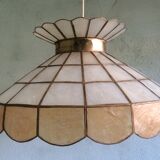 70s mother-of-pearl and brass pendant light