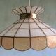 70s mother-of-pearl and brass pendant light