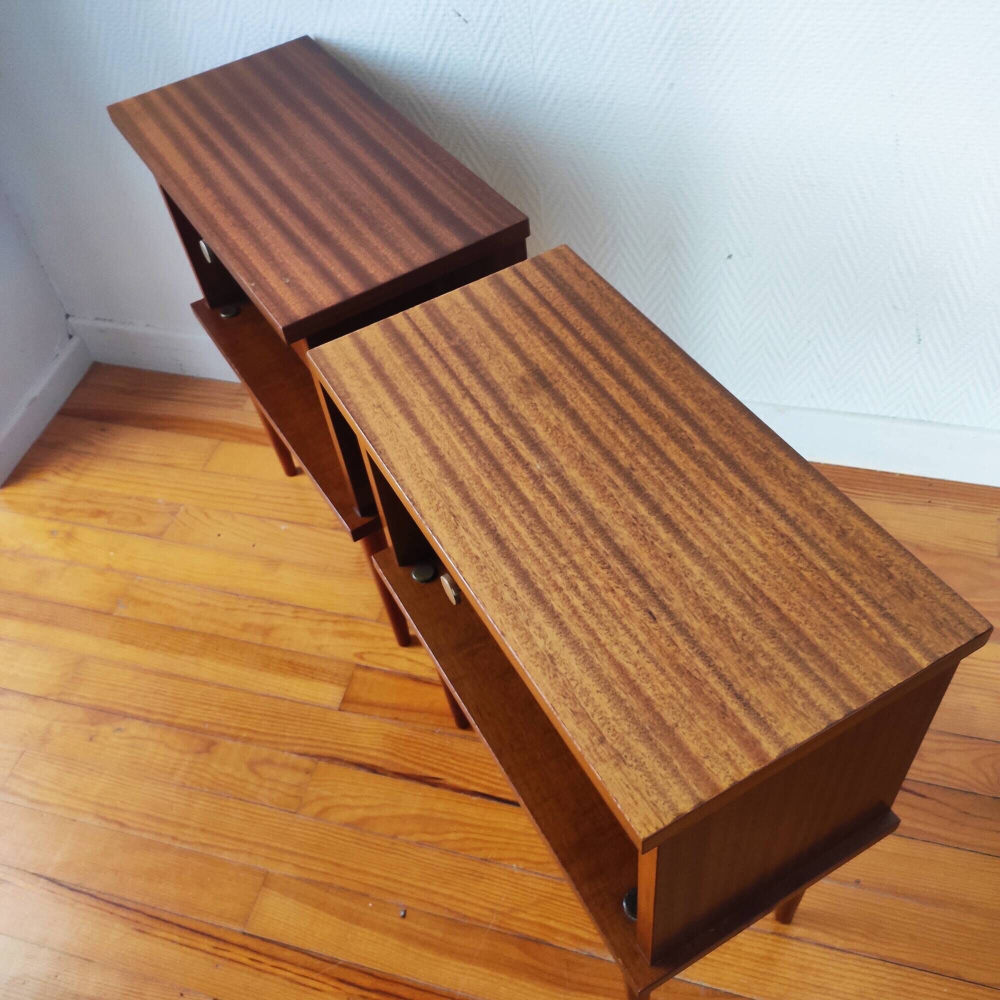 Paire de tables de chevet vintage 1960 inspiration scandinave