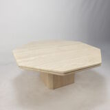 Italian travertine octagon coffee table, 1980