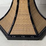 Coastal palm regency rattan bamboo side table or dining table base, France, 1970s