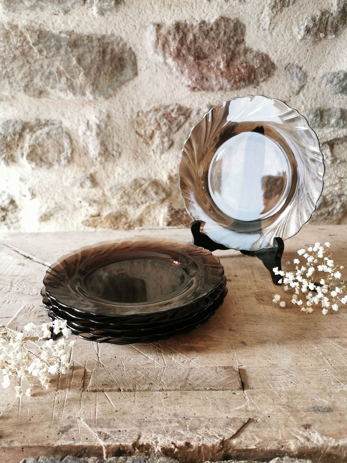 Duralex dessert plates, Smoked glass