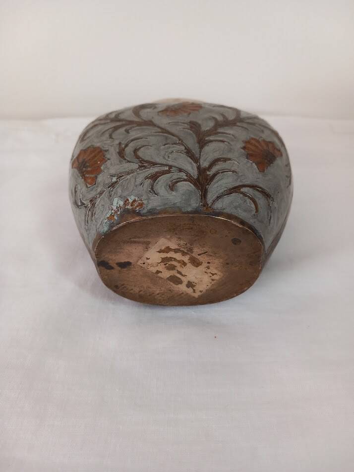 Enameled brass vase