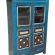 Blue sideboard cabinet with glass in old teak wood and 2 drawers