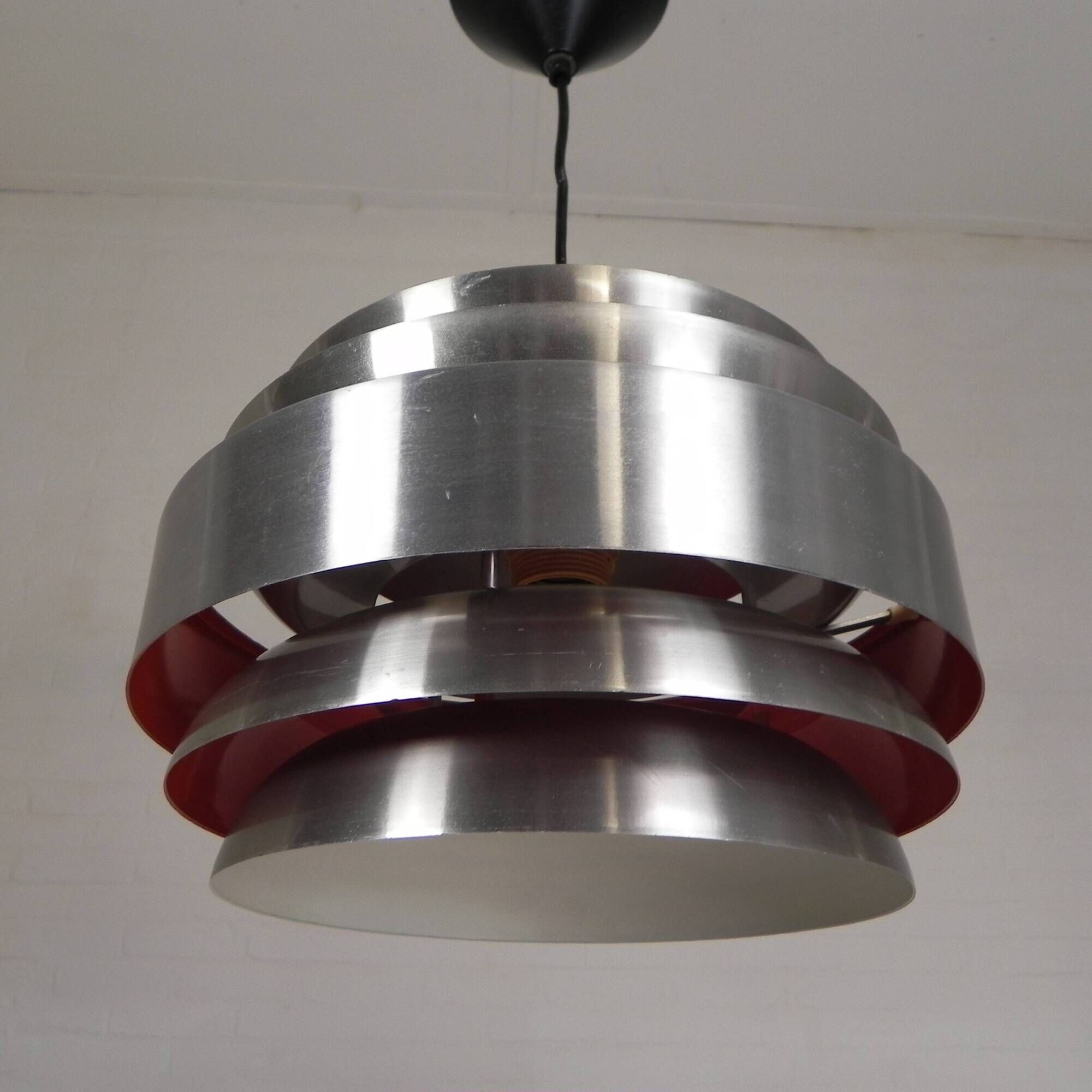 Vintage aluminum pendant lamp, Lakro Amstelveen, 1960s