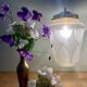 Vintage globe pendant light in white and gold frosted glass