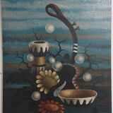 Gianfranco Rontani . Lucca (1926-2018) large oil on canvas 118 x 97 surrealist