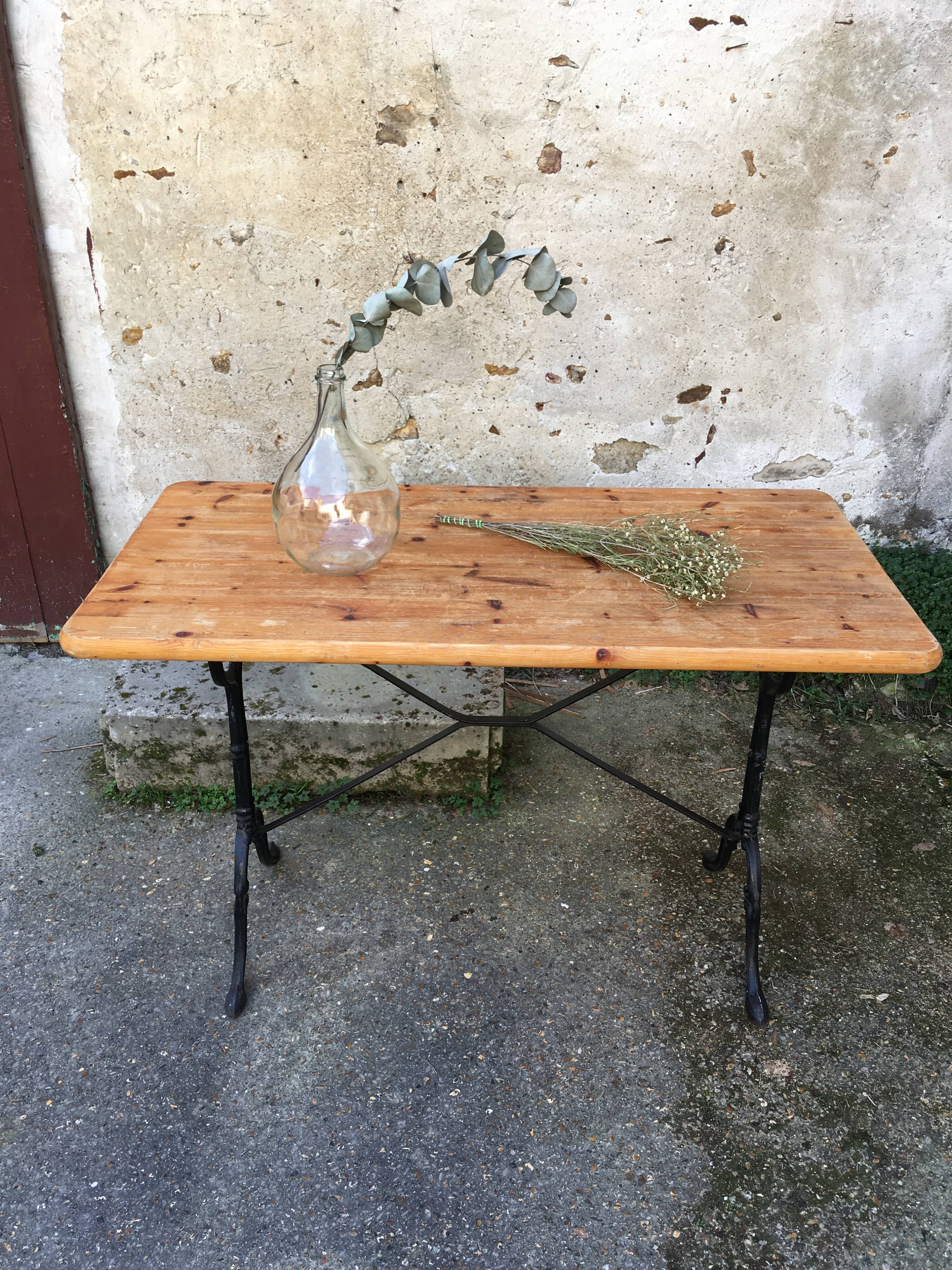 Raw wooden bistro table