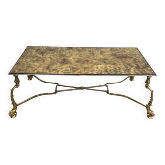 Brass coffee table. Maison Jansen
