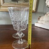 2 large engraved water glasses in arabesque.