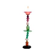 Set of three sculptural multicoloured glass floor lamps in a modernist style.