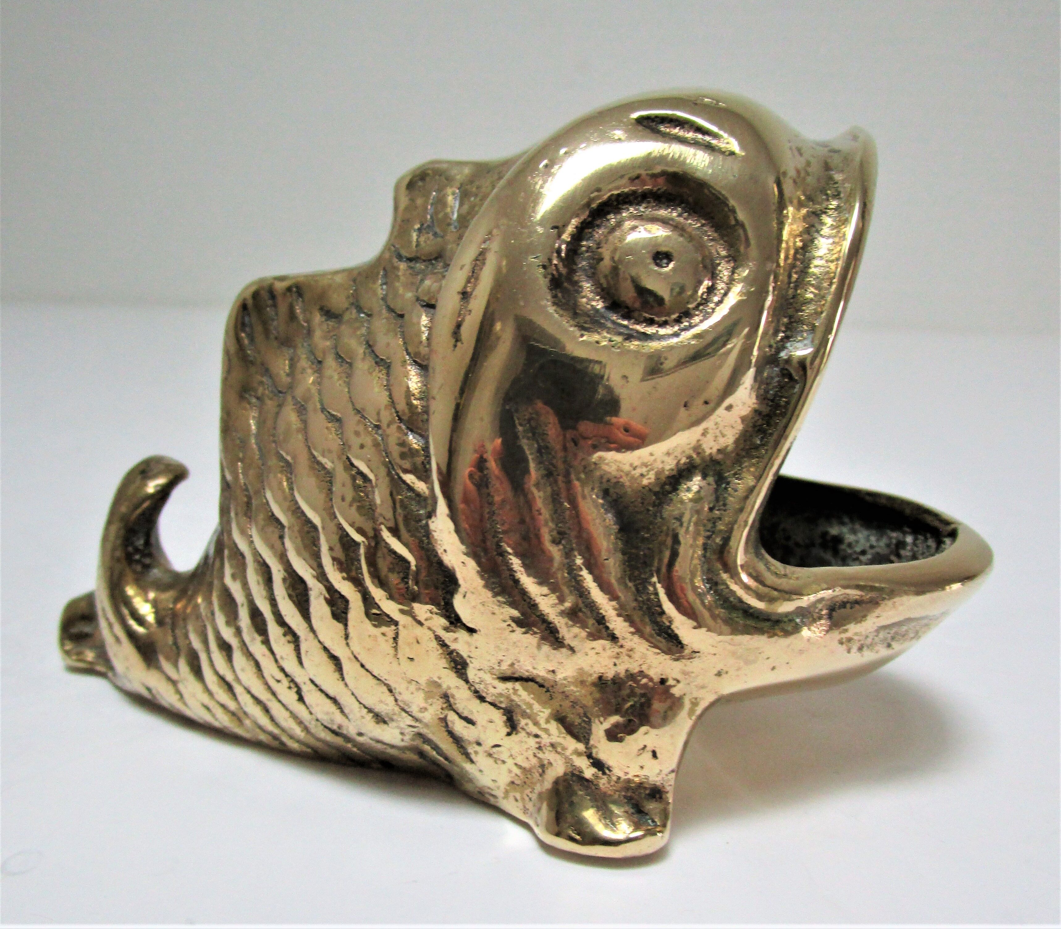 Zoomorphic ashtray golden bronze fish Vintage Peerage