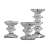 Vintage candlesticks in glass by timo sarpaneva for iittala, 1960s, set of 3