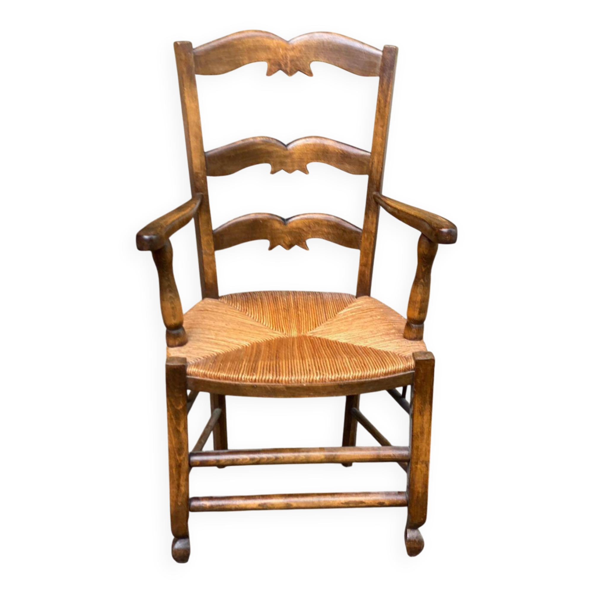 Provencal office chair in solid wood and straw