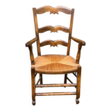 Provencal office chair in solid wood and straw
