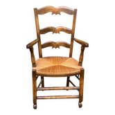 Provencal office chair in solid wood and straw